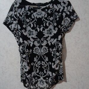 INC International Concepts Black and White Graphic Blouse